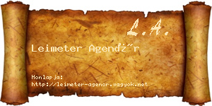 Leimeter Agenór névjegykártya